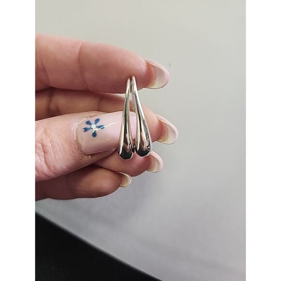Waterdrop Sterling Silver Plated Teardrop Thread Earrings Classical Fine Jewelry - Picture 5 of 6